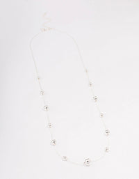 Rhodium Molten Ball Long Necklace - link has visual effect only