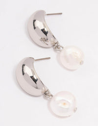 Silver Tapered Pearl Drop Earrings - link has visual effect only