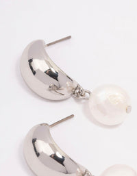 Silver Tapered Pearl Drop Earrings - link has visual effect only