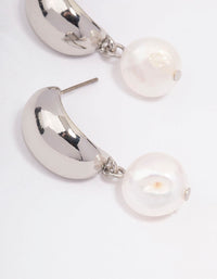 Silver Tapered Pearl Drop Earrings - link has visual effect only