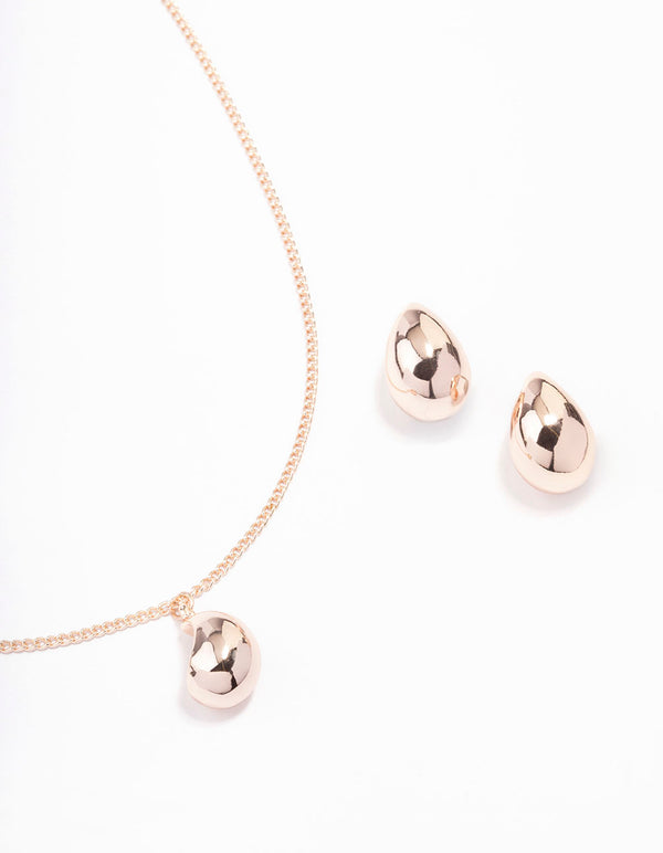 Rose Gold Teardrop Jewellery Set