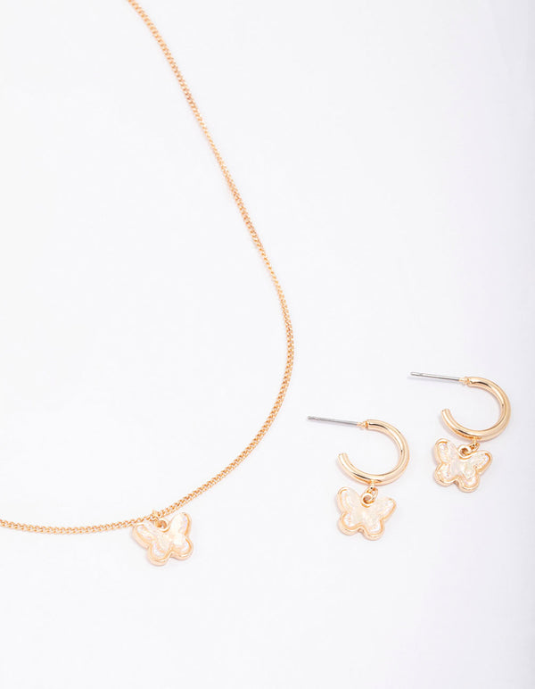 Gold Butterfly Jewellery Set