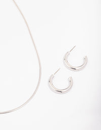 Silver Snake Chain Earrings & Necklace Jewellery Set - link has visual effect only