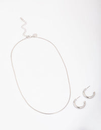 Silver Snake Chain Earrings & Necklace Jewellery Set - link has visual effect only