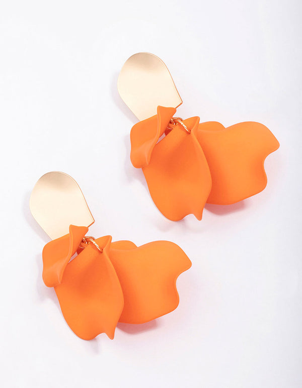 Lovisa + Orange Frosted Flower Drop Earrings