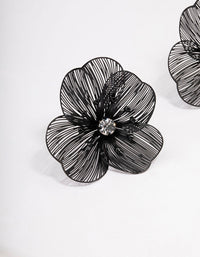 Black Diamante Flower Stud Earrings - link has visual effect only