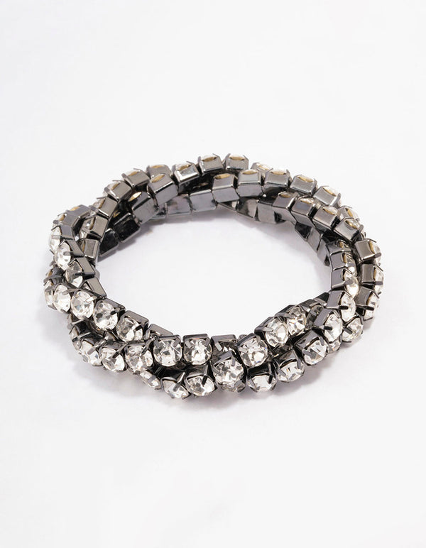 Gunmetal Twisted Diamante Bracelet