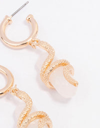 Gold Clear Quartz Snake Wrapped Drop Earrings - link has visual effect only