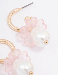 Gold Mushroom Pearl Drop Huggie Earrings - link has visual effect only