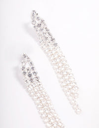 Silver Plated Triangular Cubic Zirconia Cupchain Drop Earrings - link has visual effect only