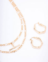 Gold Toggle Necklace & Earring Set - link has visual effect only