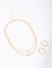 Gold Toggle Necklace & Earring Set - link has visual effect only