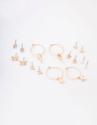 Gold Cross Pointed Earring 8-Pack - link has visual effect only