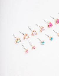 Gold Heart Diamante Earring 8-Pack - link has visual effect only