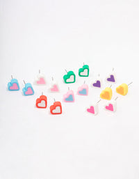 Rhodium Rubber Heart Stud Earring 8-Pack - link has visual effect only