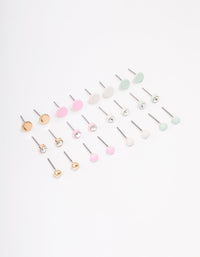 Pastel Basic Diamante Earring 12-Pack - link has visual effect only