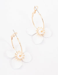 Gold Pearl Flower Hoop Earrings - link has visual effect only