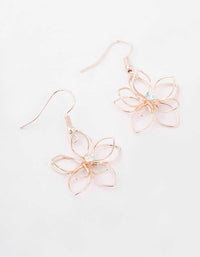 Rose Gold Diamante Wire Flower Drop Earrings - link has visual effect only