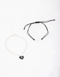 Silver Diamante Heart Love Bracelet Pack - link has visual effect only