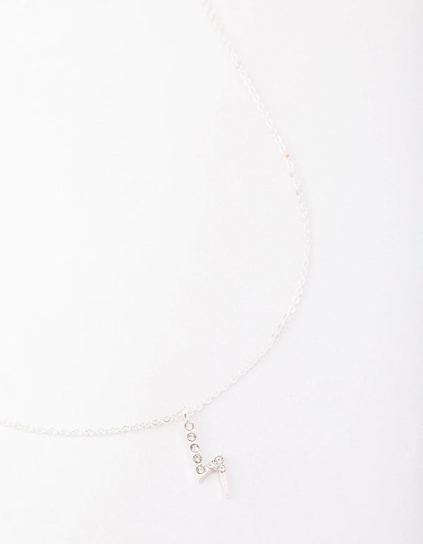 Silver Diamante Lightning Bolt Necklace