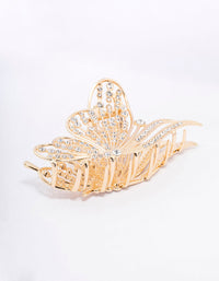 Gold Diamante Large Butterfly Hair Claw Clip - link has visual effect only