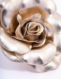 Rhodium Large Metallic Corsage Flower Hair Claw Clip - link has visual effect only