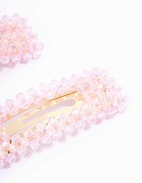 Pink Facet Beaded Hair Clip Pack - link has visual effect only