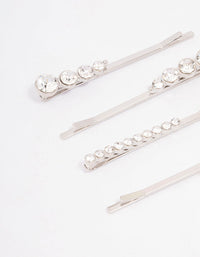 Silver Mixed Diamante Hair Clip 4-Pack - link has visual effect only