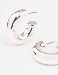 Silver Medium Chubby C-Shape Hoop Earrings - link has visual effect only