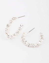 Silver Statement Diamante Hoop Earrings - link has visual effect only