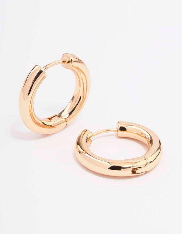 Gold Plain Clicker Hoop Earrings