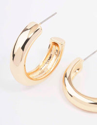 Gold Plain C-Shape Hoop Earrings - link has visual effect only