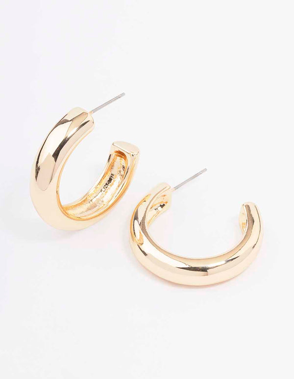 Gold Plain C-Shape Hoop Earrings - Lovisa
