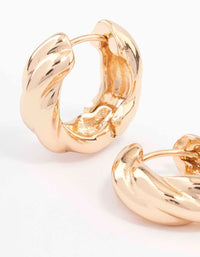 Gold Chunky Twisted Huggie Earrings - link has visual effect only