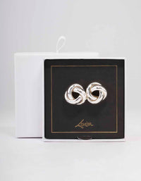 Silver Hollow Knotted Stud Earrings - link has visual effect only