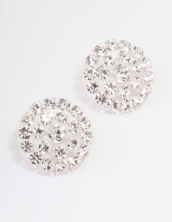 Silver Diamante Circle Stud Earrings - Lovisa