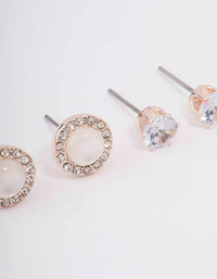 Rose Gold Halo Stud Earring Pack - link has visual effect only