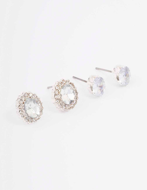 Madison Oval Cubic Zirconia Halo CZ Stud Earrings - Mystique of Palm Beach