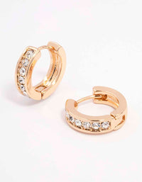 Gold Encased Diamante Huggie Earrings - link has visual effect only