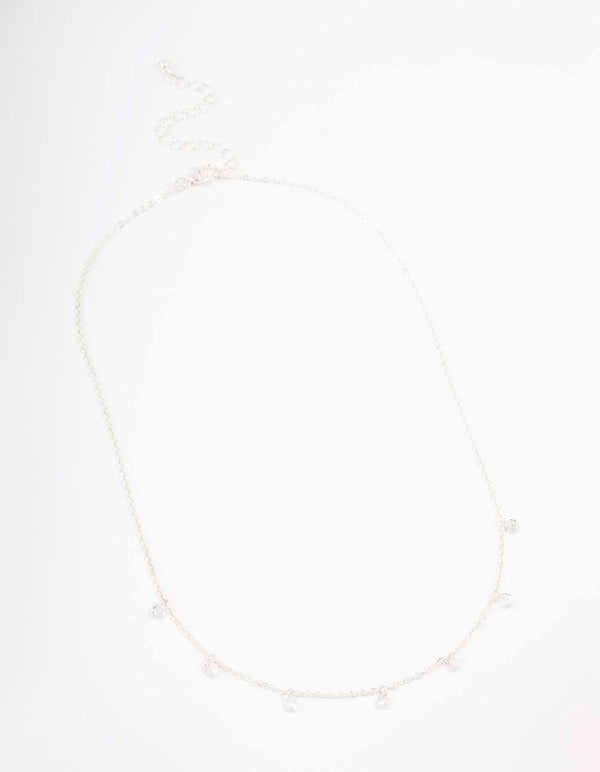 Silver Floating Diamante Droplet Necklace Lovisa 5285