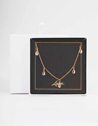 Gold Floating Pear Diamante Droplet Necklace - link has visual effect only