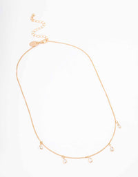 Gold Floating Pear Diamante Droplet Necklace - link has visual effect only