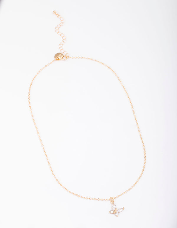 Gold Asymmetrical Butterfly Necklace - Lovisa