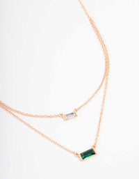 Gold Double Chain Baguette Necklace - link has visual effect only