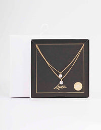 Gold Double Chain Floating Diamante Necklace - link has visual effect only