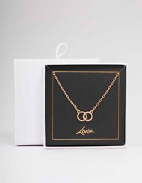 Gold Linked Diamante Circle Necklace - link has visual effect only