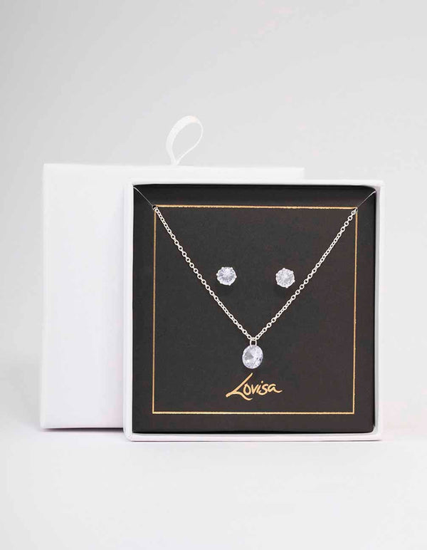 Silver Floating Cubic Zirconia Drop Jewellery Set Lovisa
