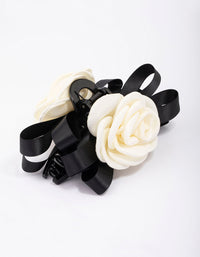 Black Mixed Bow & Flower Hair Claw Clips - link has visual effect only