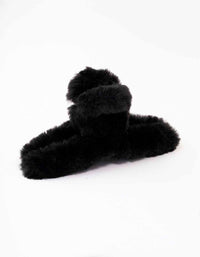 Black Faux Fur Hair Claw Clip - link has visual effect only