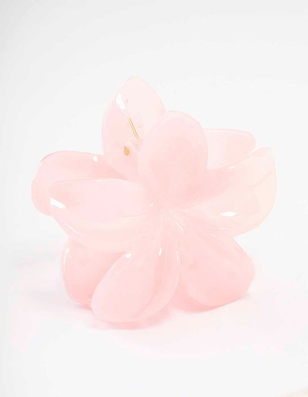 Pink Plain Hibiscus Hair Claw Clip